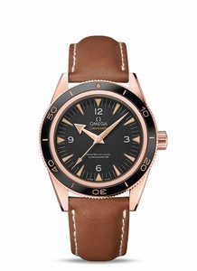 Omega Seamaster Master Co-Axial Chronometer 18k Rose Gold Case Brown Leather Watch# 233.62.41.21.01.002 (Men Watch)
