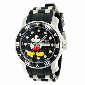 Invicta Black Dial Black Silicone With Stainless Steel Band Watch #23770 (Women Watch)