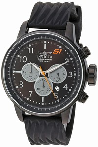 Invicta S1 Rally Quartz Black Dial Chronograph Date Black Silicone Watch # 23814 (Men Watch)