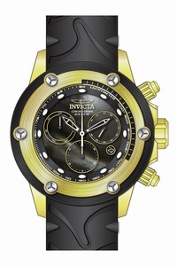 Invicta Black Dial Uni-directional Rotating Yellow Gold-tone And Blac Band Watch #23929 (Men Watch)