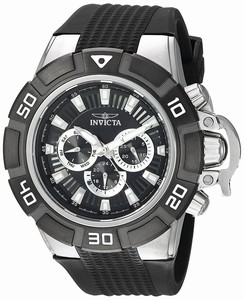 Invicta I Force quartz Day Date Black Silicone Watch # 24385 (Men Watch)