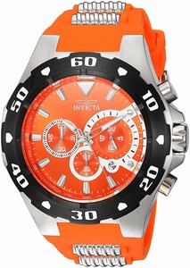 Invicta Pro Diver Quartz Chronograph Date Orange Polyurethane Watch # 24680 (Men Watch)