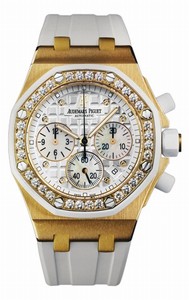 Audemars Piguet Automatic 18kt Rose Gold Silver Dial White Rubber Band Watch #26048OK.ZZ.D010CA.01 (Women Watch)