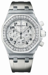 Audemars Piguet Automatic Stainless Steel Silver Chronograph Dial White Rubber Band Watch #26048SK.ZZ.D010CA.01 (Women Watch)