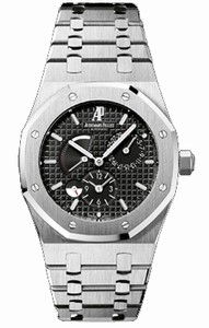 Audemars Piguet Automatic Brushed Stainless Steel Black Guilloche With Date At 2, Second Time-zone At 6, 24hr. At 7 And Power Reserve Indicator At 9 Dial Brushed Stainless Steel Band Watch #26120ST.OO.1220ST.03 (Men Watch)