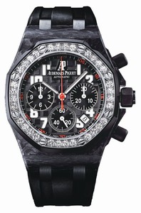 Audemars Piguet Automatic Forged Carbon Black Chronograph Dial Black Rubber Band Watch #26267FS.ZZ.D002CA.01 (Women Watch)