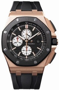 Audemars Piguet Automatic 18kt Rose Gold Black Chronograph Dial Black Rubber Band Watch #26400RO.OO.A002CA.01 (Men Watch)