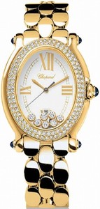 Chopard Quartz 18kt Yellow Gold White Dial 18kt Yellow Gold Band Watch #277079-0002 (Women Watch)