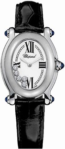 Chopard Quartz 18kt White Gold White Dial Crocodile Black Leather Band Watch #277465-1005 (Women Watch)