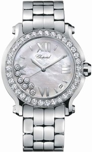 Chopard Quartz Stainless Steel Mother Of Pearl Dial Stainless Steel -polished Band Watch #278478-2002 (Women Watch)