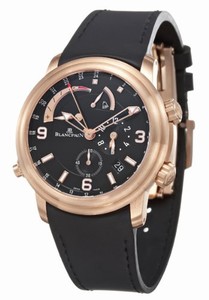 Blancpain Automatic 18kt Rose Gold Black Dial Rubber Black Band Watch #2841-36B30-64B (Men Watch)