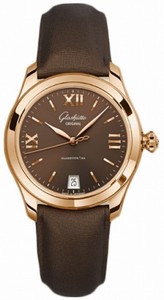 Glashutte Original Automatic 18kt Rose Gold Brown Dial Satin Brown Band Watch #39-22-01-01-45 (Women Watch)