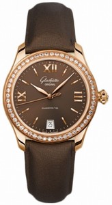 Glashutte Original Automatic 18kt Rose Gold Brown Dial Satin Brown Band Watch #39-22-01-11-45 (Women Watch)