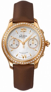 Glashutte Original Automatic 18kt Rose Gold Mother Of Pearl Dial Satin Brown Band Watch #39-34-11-11-44 (Women Watch)