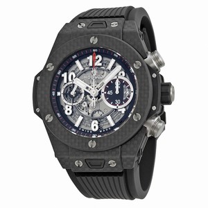 Hublot Big Band Unico Carbon Automatic Skeletal Dial Black Rubber Watch# 411.QX.1170.RX (Men Watch)