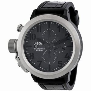 U-Boat Flightdeck Automatic Chronograph Date Black Leather Watch# 5417 (Men Watch)