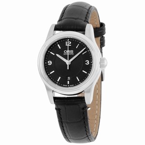 Oris Black Dial Leather Band Watch #56176504034LS (Women Watch)