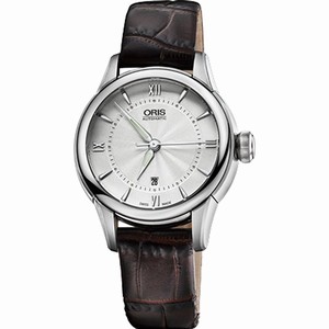 Oris Silver Dial Crocodile Leather Band Watch #56176874071LS (Men Watch)