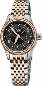 Oris Black Dial Stainless-steel-rose-gold Band Watch #59476804364MB (Women Watch)