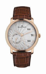 Blancpain Villeret Automatic Annual Calender GMT 18ct Rose Gold Case Brown Leather Watch# 6670-3642-55B (Men Watch)
