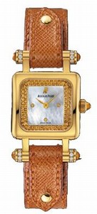 Audemars Piguet Quartz 18kt Yellow Gold Mother Of Pearl Dial Orange Lizard Leather Band Watch #67420BA.ZQ.A082CU.01 (Women Watch)