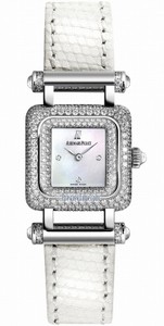 Audemars Piguet Quartz 18kt White Gold Mother Of Pearl Dial White Lizard Leather Band Watch #67421BC.ZZ.A011LZ.01 (Women Watch)