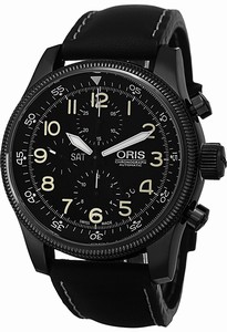 Oris Black Dial Leather Band Watch #67576484234LS (Men Watch)