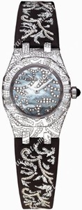 Audemars Piguet Quartz 18kt White Gold Black Mother Of Pearl Dial Black Satin Band Watch #67607BC.ZZ.D001SU.01 (Women Watch)