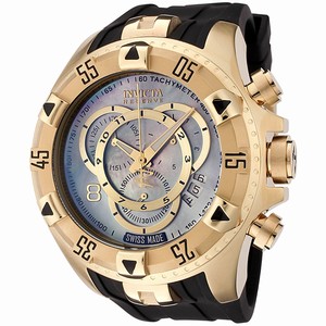 Invicta Excursion Quartz Mother of Pearl Chronograph Black Polyurethane Watch # 6975 (Men Watch)