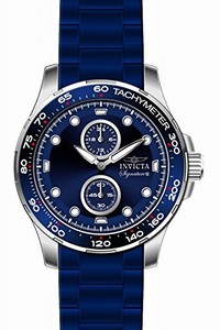 Invicta Blue Dial Fixed Stainless Steel With Blue Top Ring With Tach Band Watch #7082 (Men Watch)