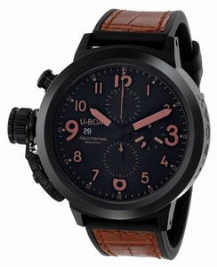 U-Boat Flightdeck Automatic Chronograph Date Black Ceramic Case Watch# 7094 (Men Watch)