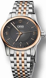 Oris Black Dial Two Tone Band Watch #73375944334MB (Men Watch)