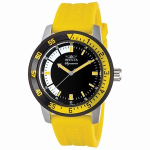 Invicta Black And White Dial Fixed Black And Yellow Black Ip Band Watch #7467 (Men Watch)