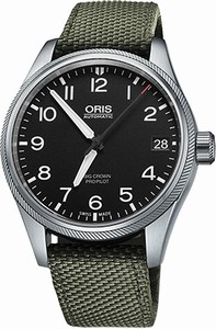 Oris Black Dial Canvas Band Watch #75176974164FS (Men Watch)