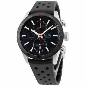 Oris Black Dial Silicone Band Watch #77476614424RS (Men Watch)