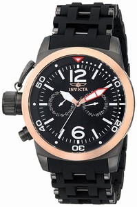 Invicta Black Dial 18kt. Gold Plated Stainless Steel Watch #80051 (Men Watch)