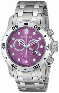 Invicta Purple Dial Stainless Steel Watch #80062 (Men Watch)