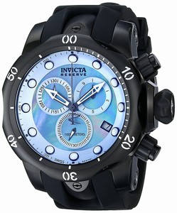 Invicta Venom Quartz Mother of Pearl Chronograph Black Silicone Watch #80581 (Men Watch)