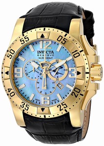 Invicta Exursion Quartz Chronograph Day Date Black Leather Watch # 80674 (Men Watch)