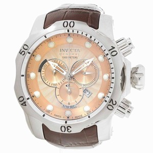 Invicta Pink Dial Leather Watch #80695 (Men Watch)