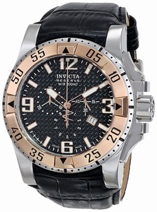 Invicta Excursion Quartz Chronograph Date Black Leather Watch # 80711 (Men Watch)
