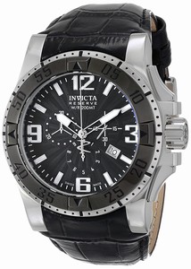 Invicta Excursion Quartz Chronograph Date Black Leather Watch # 80719 (Men Watch)