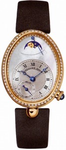 Breguet Automatic 18kt Yellow Gold Mother Of Pearl Dial Satin Black Band Watch #8908BA-52-864-D00D (Women Watch)