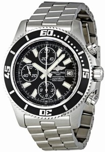 Breitling Automatic Black Chronograph With Abyss White Accents, Luminescent Index Markers, Date At 3 Dial Stainless Steel Band Watch #A1334102/BA84-SS (Men Watch)