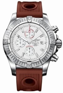 Breitling Automatic White Chronograph With Index Hour Markers Dial Brown Ocean Racer Rubber (also Available In Black) Band Watch #A1337011/A660-BRORD (Men Watch)