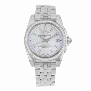 Breitling Quartz : Battery Dial color White Mother Of Pearl Watch # A7433053/A779-376A (Women Watch)