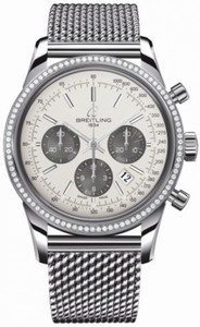 Breitling Automatic Silver Chronograph Dial Polished Stainless Steel Band Watch #AB015253/G724-SS (Men Watch)