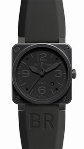 Bell & Ross Automatic Black Dial Rubber Black Band Watch #BR03-92-Phantom (Men Watch)