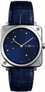 Bell & Ross Swiss quartz Dial color blue-diamond Watch # BRS-EA-ST/SCR (Men Watch)