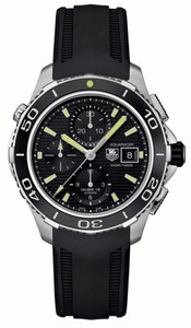 TAG Heuer Self Winding Automatic Calibre 16 Movement Brushed And Polished Stainless Steel Black Dial Black Rubber Strap Band Watch #CAK2111.FT8019 (Men Watch)